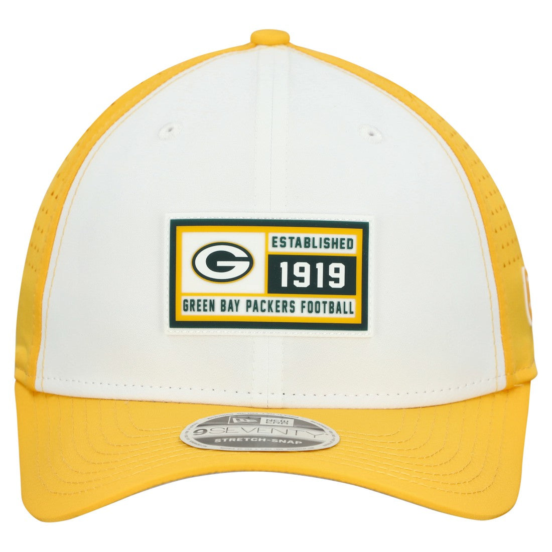 Green Bay Packers New Era Established Patch 9SEVENTY Adjustable Hat - White/Gold for sale