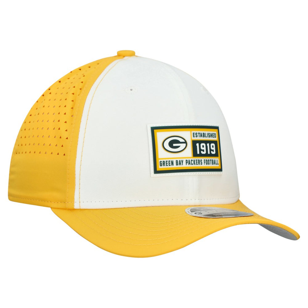 Green Bay Packers New Era Established Patch 9SEVENTY Adjustable Hat - White/Gold for sale