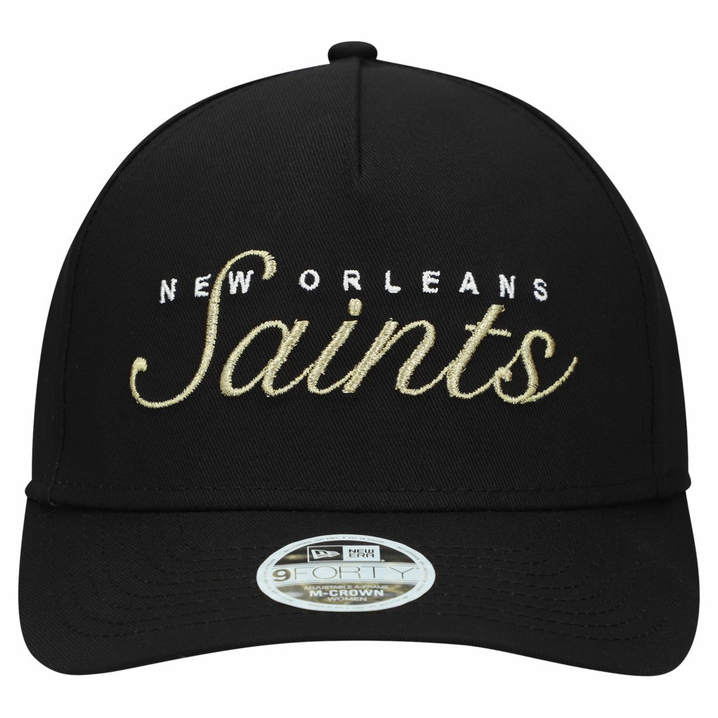 New Orleans Saints New Era Women's Metallic 9FORTY M-Crown A-Frame Adjustable Hat - Black for sale