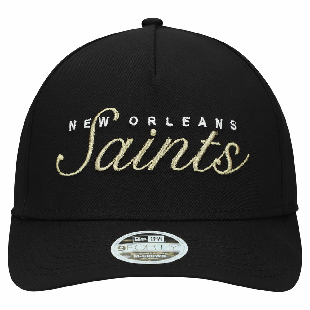 New Orleans Saints New Era Women's Metallic 9FORTY M-Crown A-Frame Adjustable Hat - Black for sale