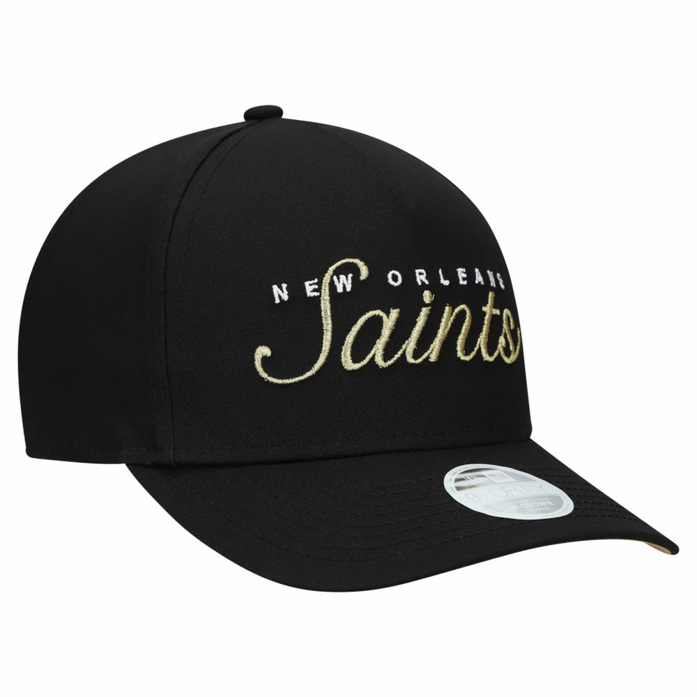 New Orleans Saints New Era Women's Metallic 9FORTY M-Crown A-Frame Adjustable Hat - Black for sale