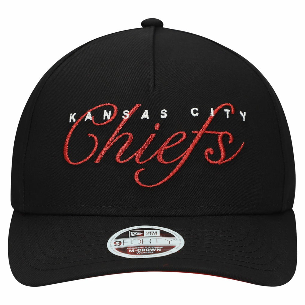 Kansas City Chiefs New Era Women's Metallic 9FORTY M-Crown A-Frame Adjustable Hat - Black for sale