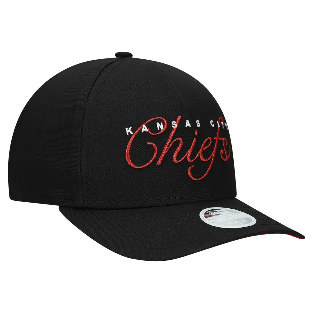 Kansas City Chiefs New Era Women's Metallic 9FORTY M-Crown A-Frame Adjustable Hat - Black for sale