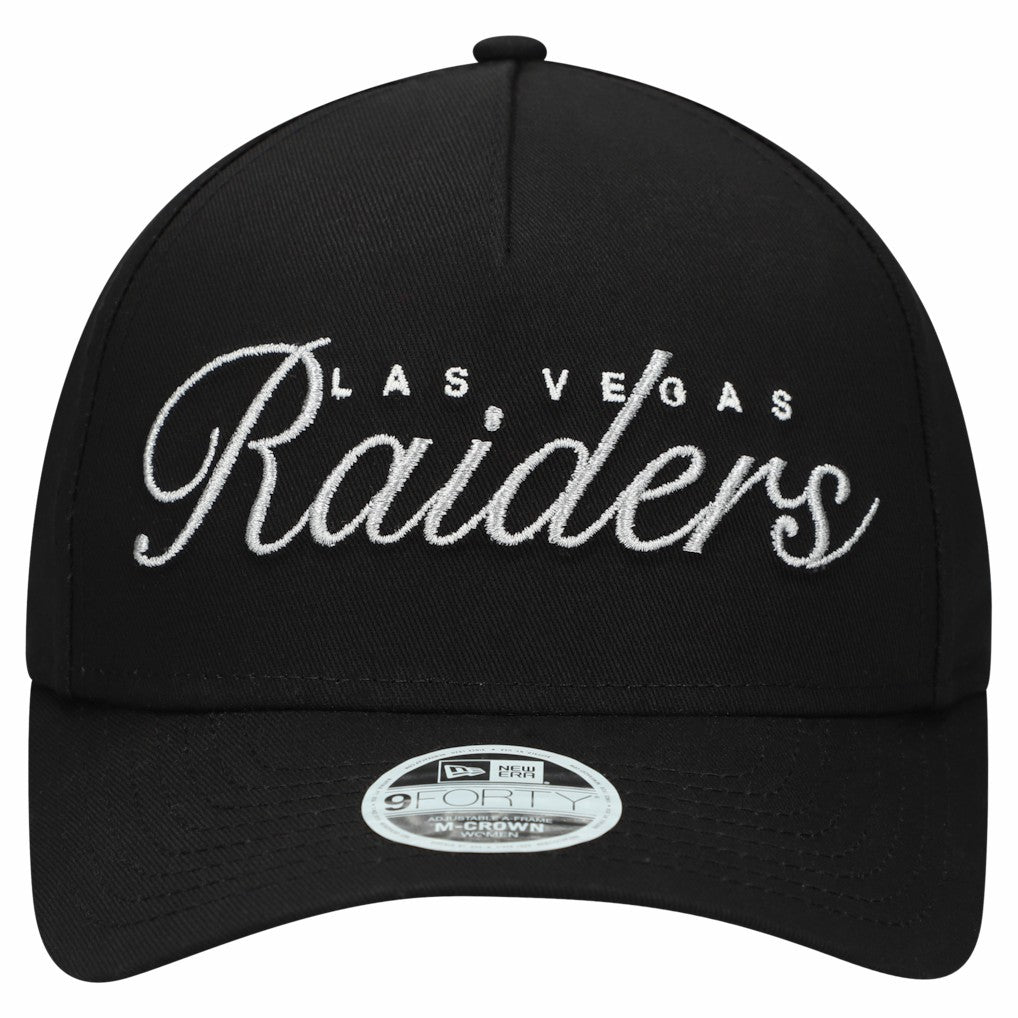 Las Vegas Raiders New Era Women's Metallic 9FORTY M-Crown A-Frame Adjustable Hat - Black cheap