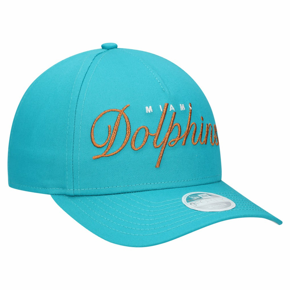 Miami Dolphins New Era Women's Metallic 9FORTY M-Crown A-Frame Adjustable Hat - Aqua cheap