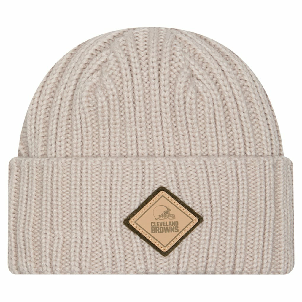 Cleveland Browns New Era Logo Applique Cuffed Knit Hat - Light Beige on sale