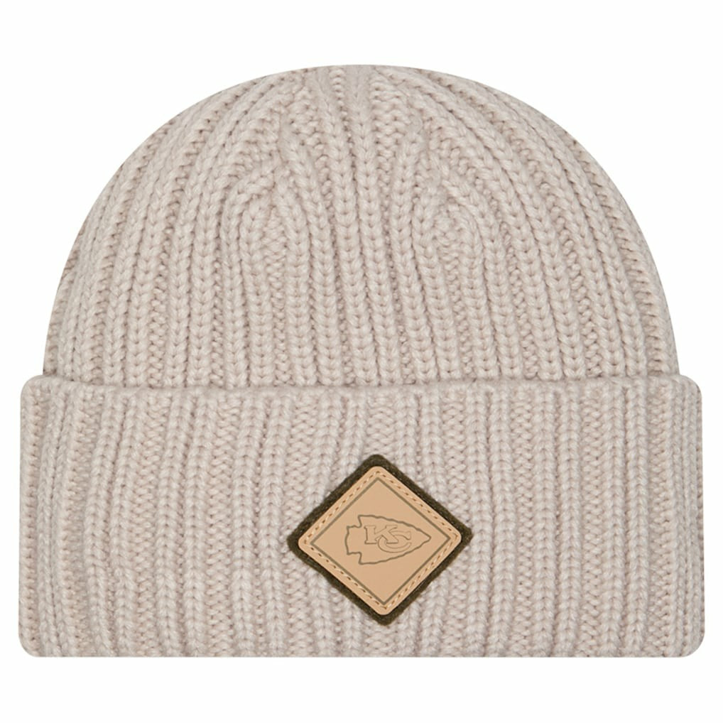 Kansas City Chiefs New Era Logo Applique Cuffed Knit Hat - Light Beige cheap