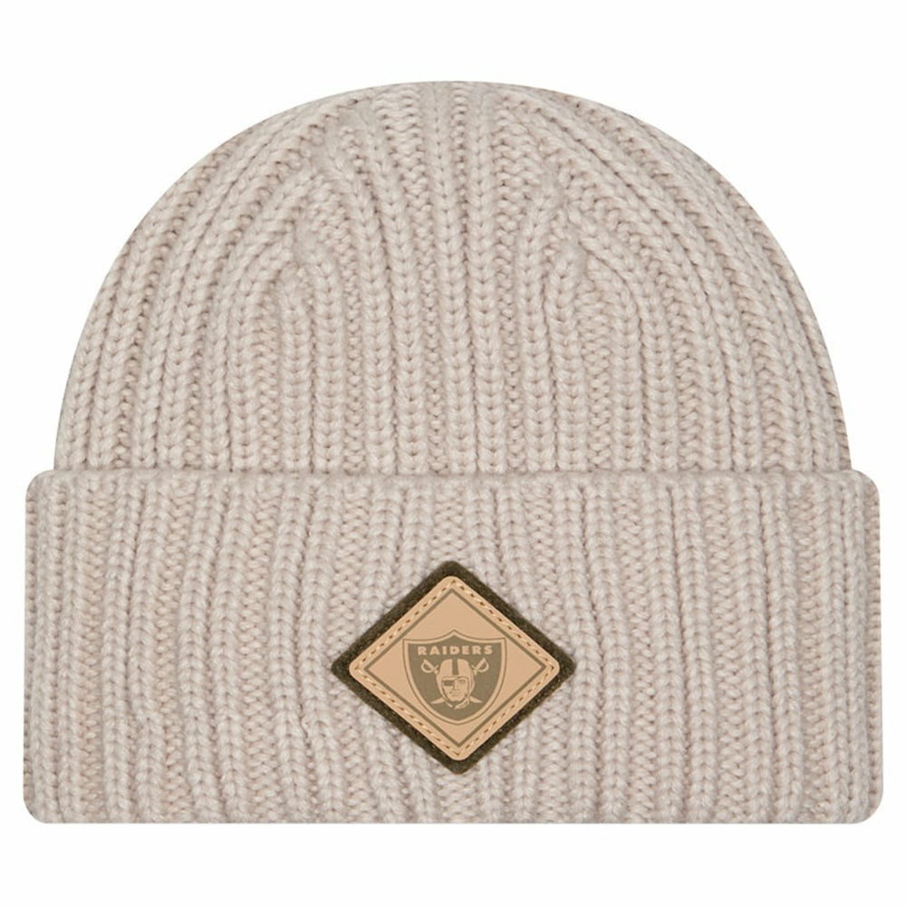 Las Vegas Raiders New Era Logo Applique Cuffed Knit Hat - Light Beige sale