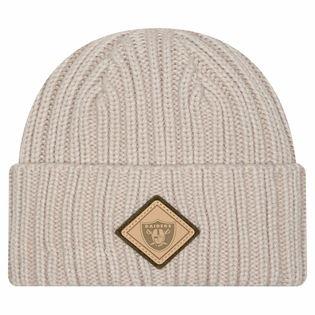 Las Vegas Raiders New Era Logo Applique Cuffed Knit Hat - Light Beige sale