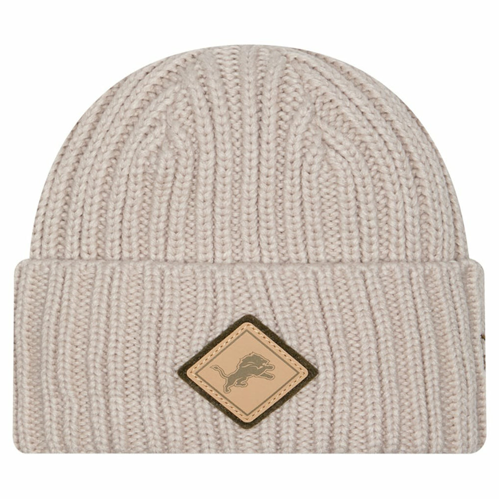 Detroit Lions New Era Logo Applique Cuffed Knit Hat - Light Beige outlet