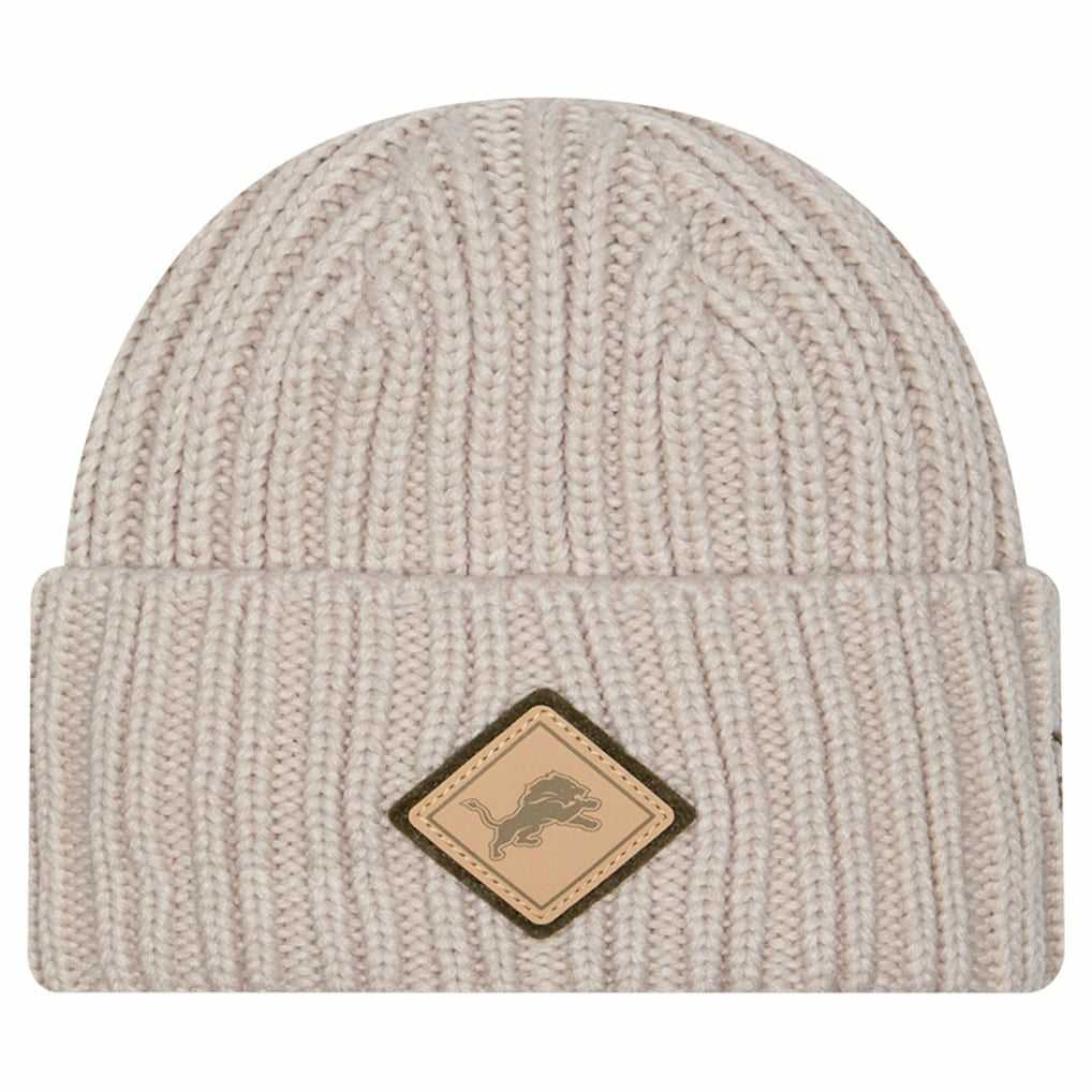 Detroit Lions New Era Logo Applique Cuffed Knit Hat - Light Beige outlet