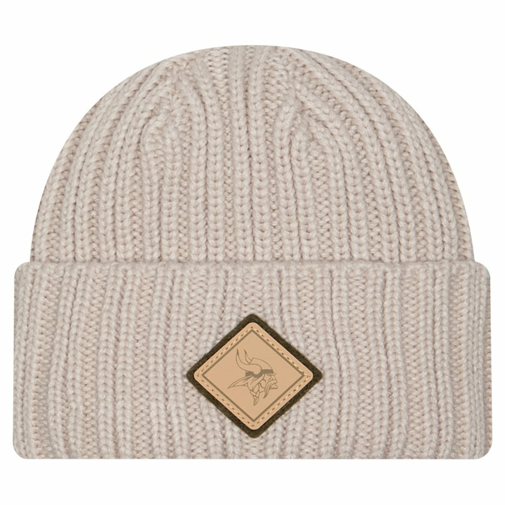 Minnesota Vikings New Era Logo Applique Cuffed Knit Hat - Light Beige on sale