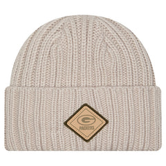 Green Bay Packers New Era Logo Applique Cuffed Knit Hat - Light Beige sale