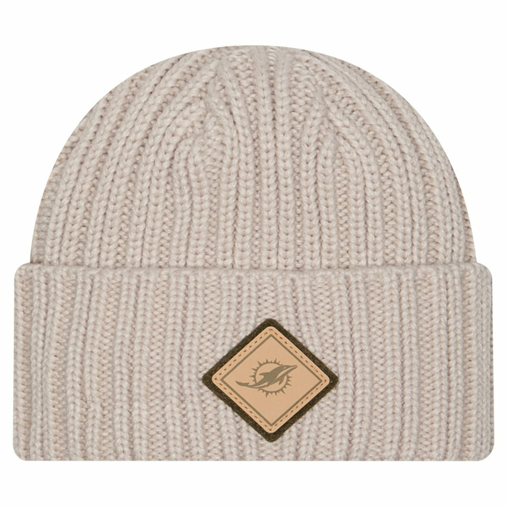 Miami Dolphins New Era Logo Applique Cuffed Knit Hat - Light Beige online