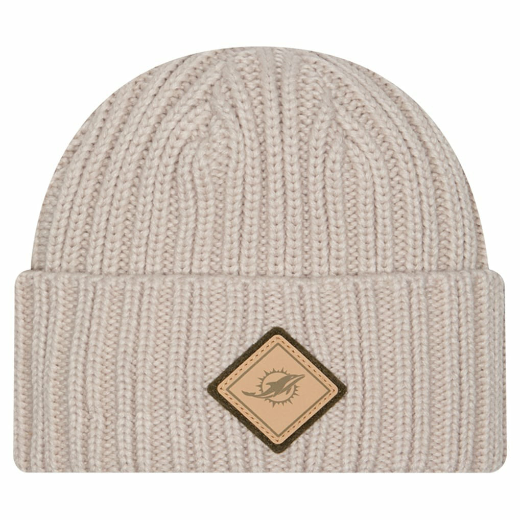 Miami Dolphins New Era Logo Applique Cuffed Knit Hat - Light Beige online