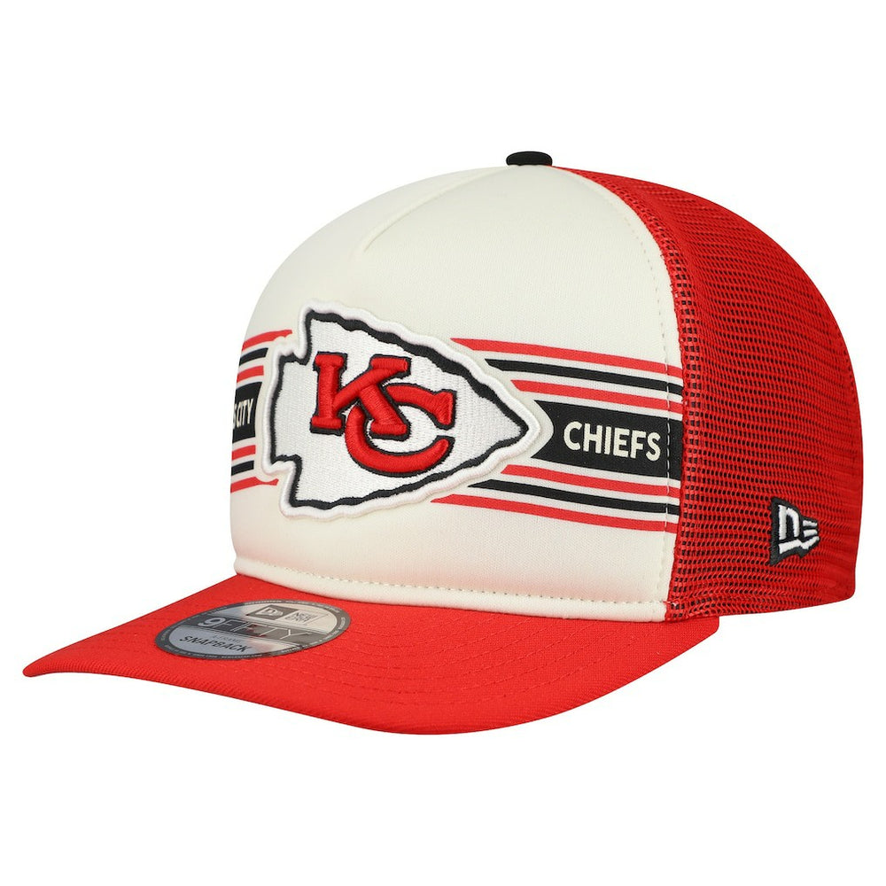 Kansas City Chiefs New Era Banner A-Frame 9FIFTY Snapback Hat - Cream/Red on sale