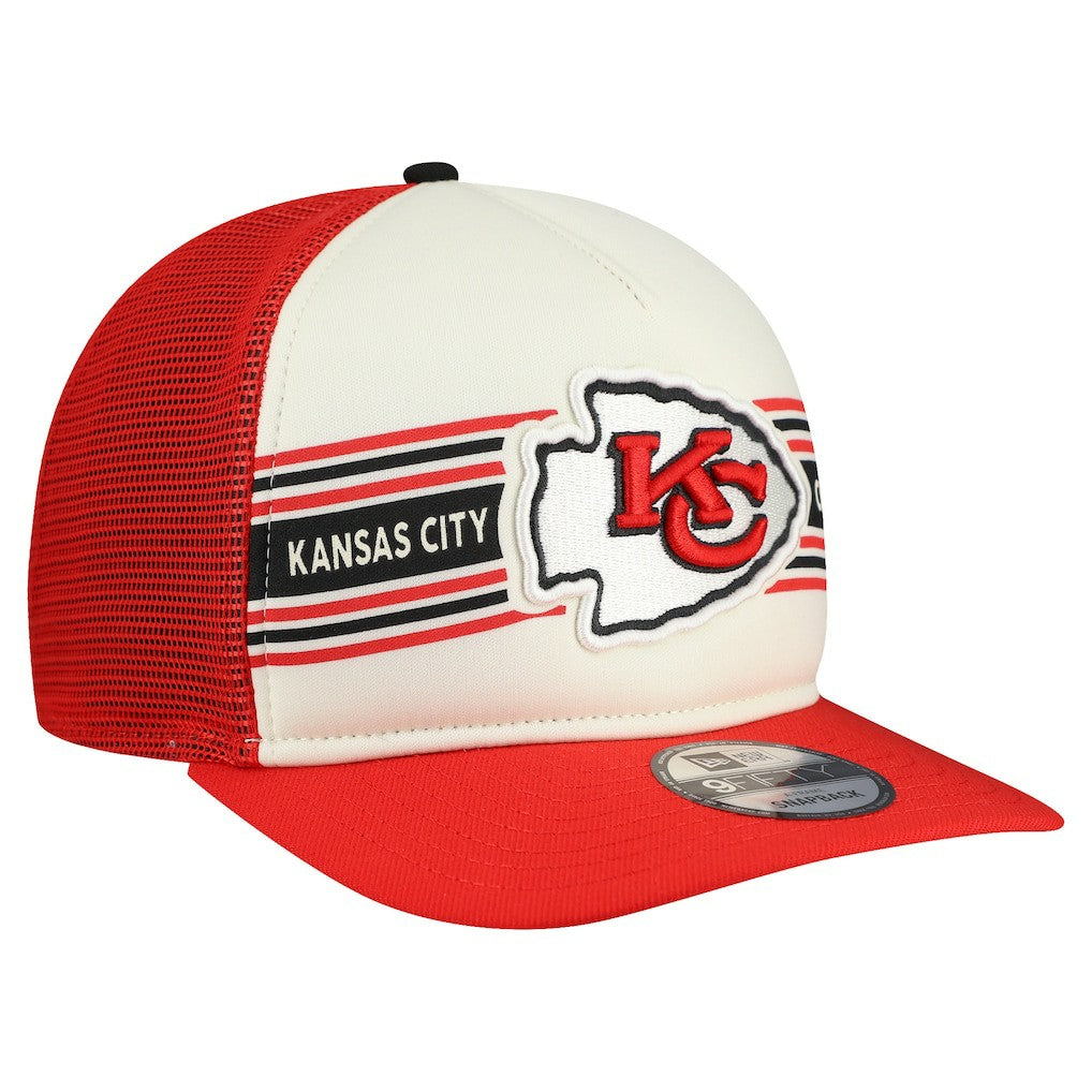 Kansas City Chiefs New Era Banner A-Frame 9FIFTY Snapback Hat - Cream/Red on sale