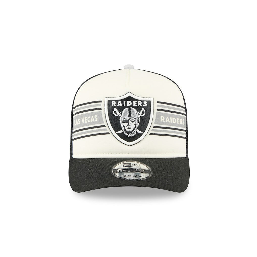Las Vegas Raiders New Era Banner A-Frame 9FIFTY Trucker Snapback Hat - Cream/Black sale