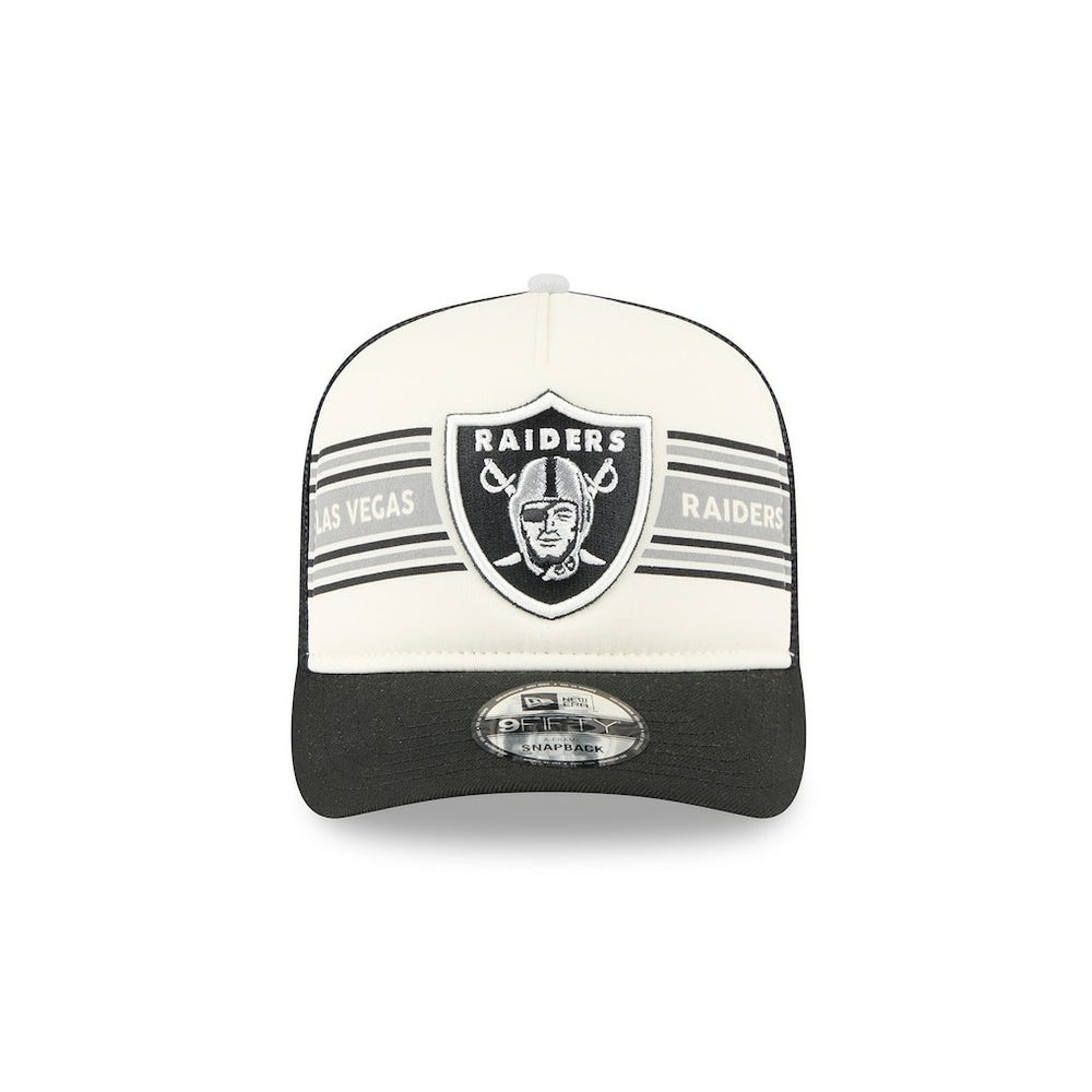 Las Vegas Raiders New Era Banner A-Frame 9FIFTY Trucker Snapback Hat - Cream/Black sale
