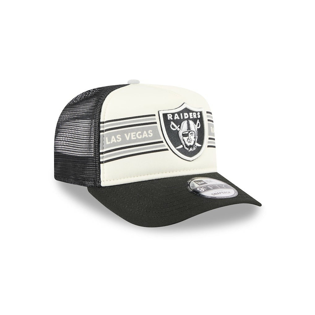 Las Vegas Raiders New Era Banner A-Frame 9FIFTY Trucker Snapback Hat - Cream/Black sale