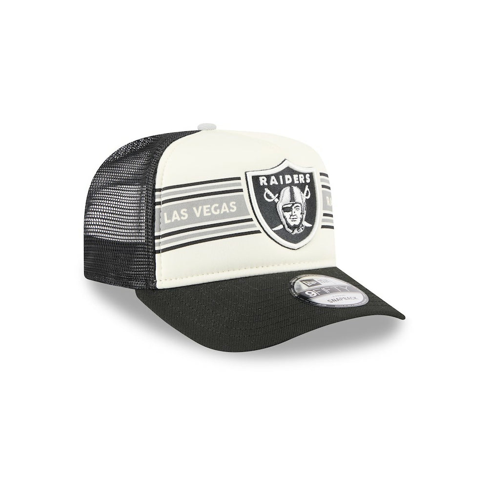 Las Vegas Raiders New Era Banner A-Frame 9FIFTY Trucker Snapback Hat - Cream/Black sale
