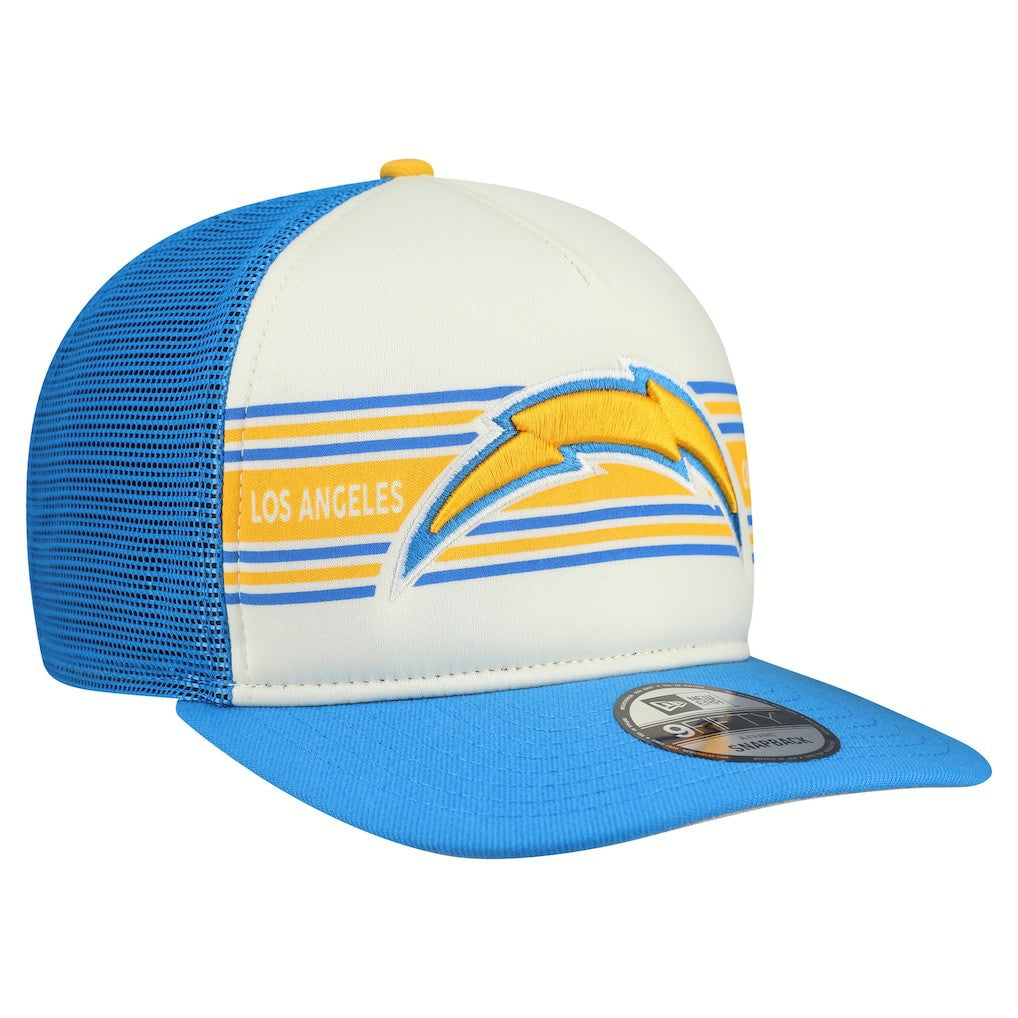 Los Angeles Chargers New Era Banner A-Frame 9FIFTY Snapback Hat - Cream/Powder Blue outlet