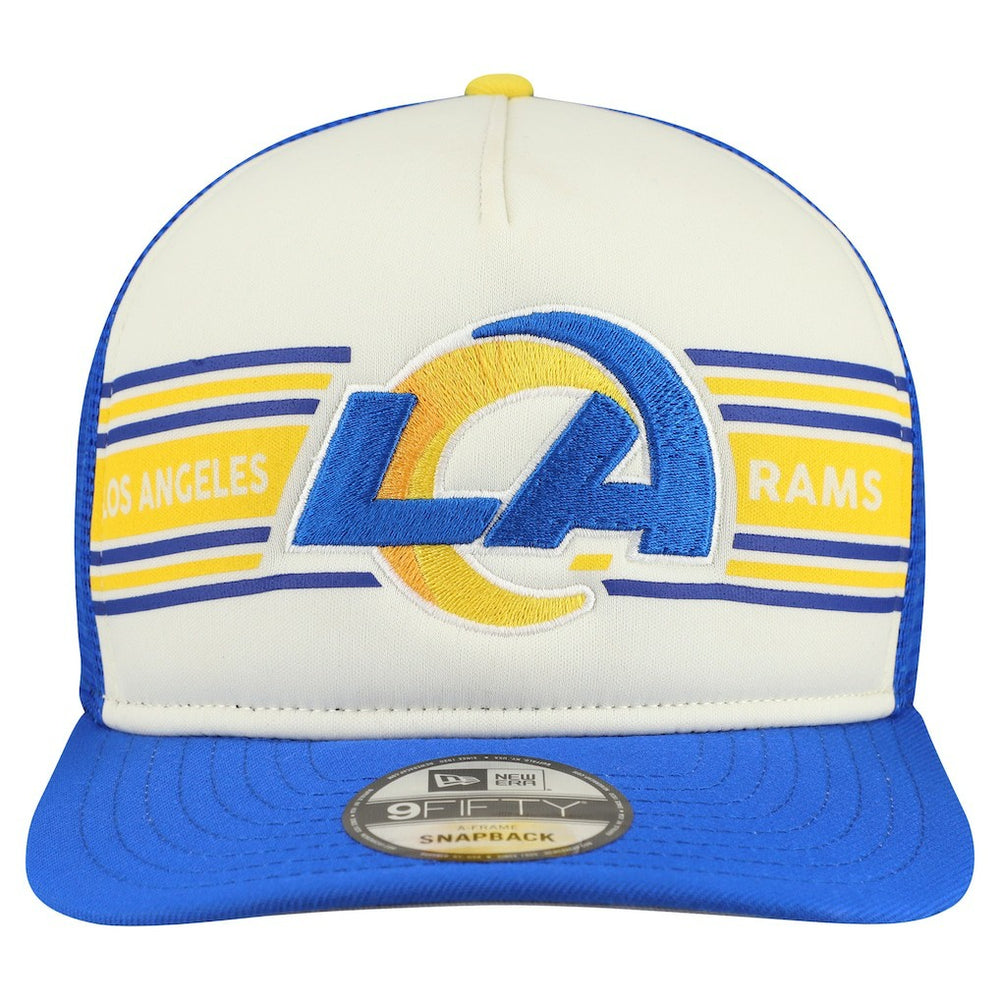 Los Angeles Rams New Era Banner A-Frame 9FIFTY Snapback Hat - Cream/Royal cheap