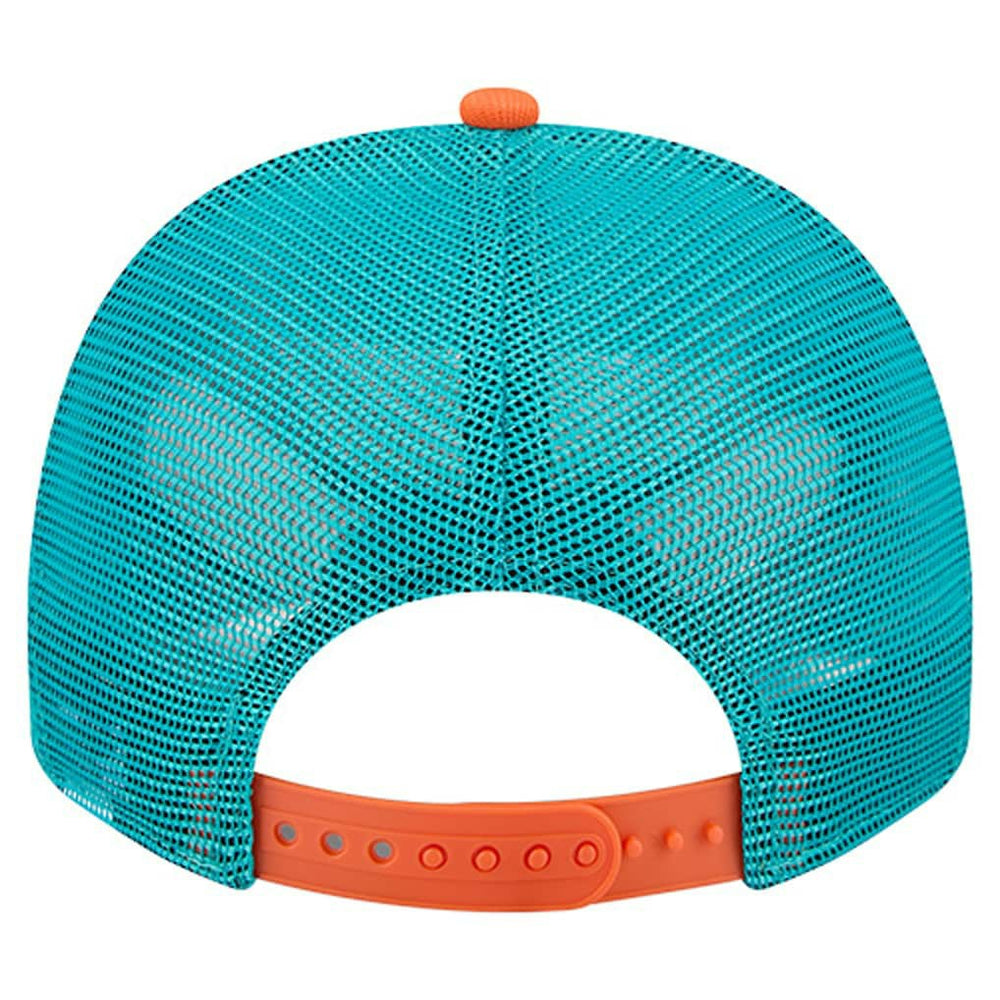 Miami Dolphins New Era Banner A-Frame 9FIFTY Trucker Snapback Hat - Cream/Aqua cheap