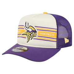 Minnesota Vikings New Era Banner A-Frame 9FIFTY Trucker Snapback Hat - Cream/Purple for sale