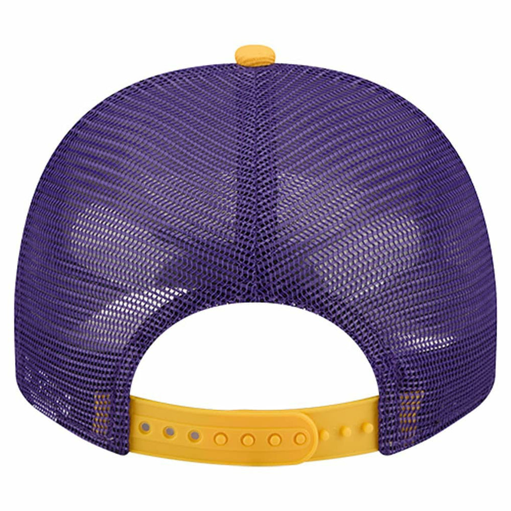 Minnesota Vikings New Era Banner A-Frame 9FIFTY Trucker Snapback Hat - Cream/Purple for sale