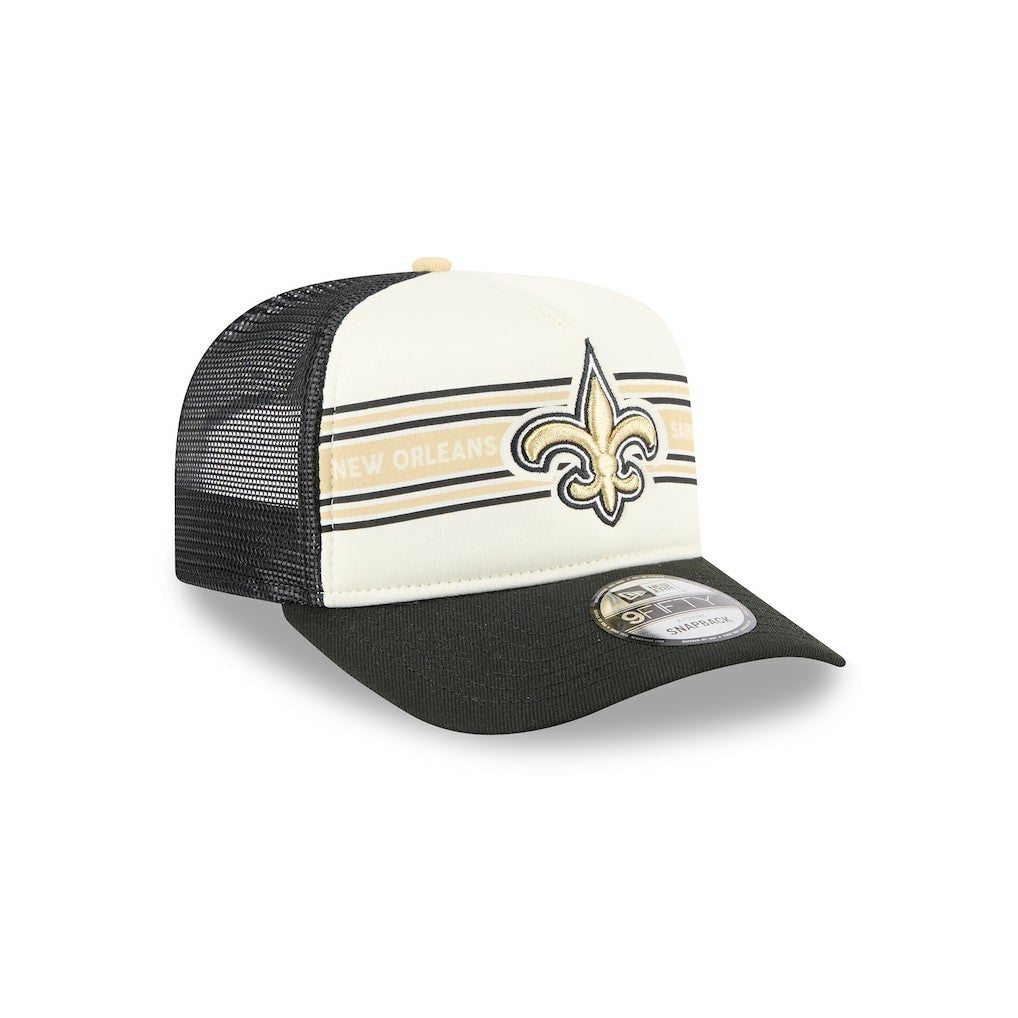 New Orleans Saints New Era Banner A-Frame 9FIFTY Trucker Snapback Hat - Cream/Black outlet