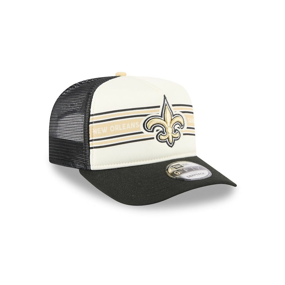 New Orleans Saints New Era Banner A-Frame 9FIFTY Trucker Snapback Hat - Cream/Black outlet