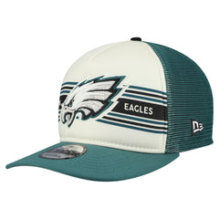 Philadelphia Eagles New Era Banner A-Frame 9FIFTY Snapback Hat - Cream/Midnight Green cheap