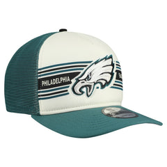 Philadelphia Eagles New Era Banner A-Frame 9FIFTY Snapback Hat - Cream/Midnight Green cheap