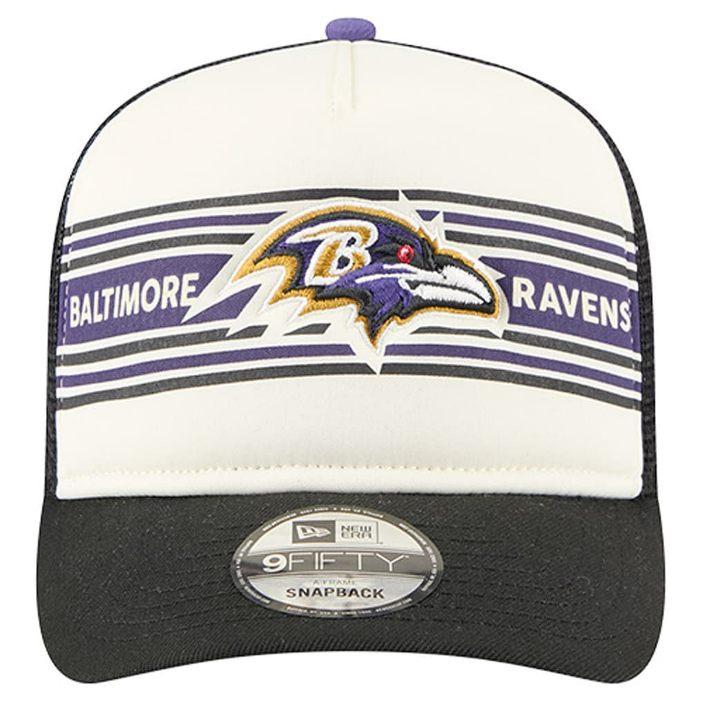 Baltimore Ravens New Era Banner A-Frame 9FIFTY Trucker Snapback Hat - Cream/Black sale