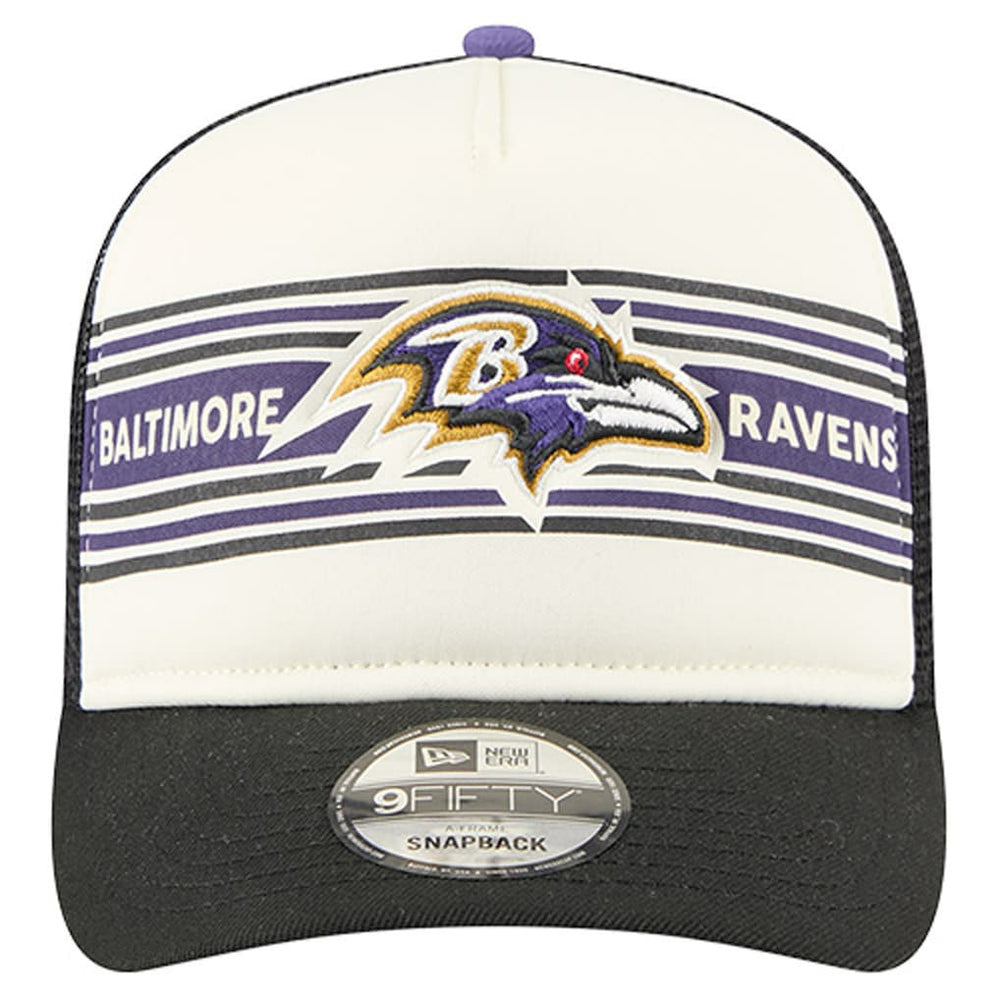 Baltimore Ravens New Era Banner A-Frame 9FIFTY Trucker Snapback Hat - Cream/Black sale