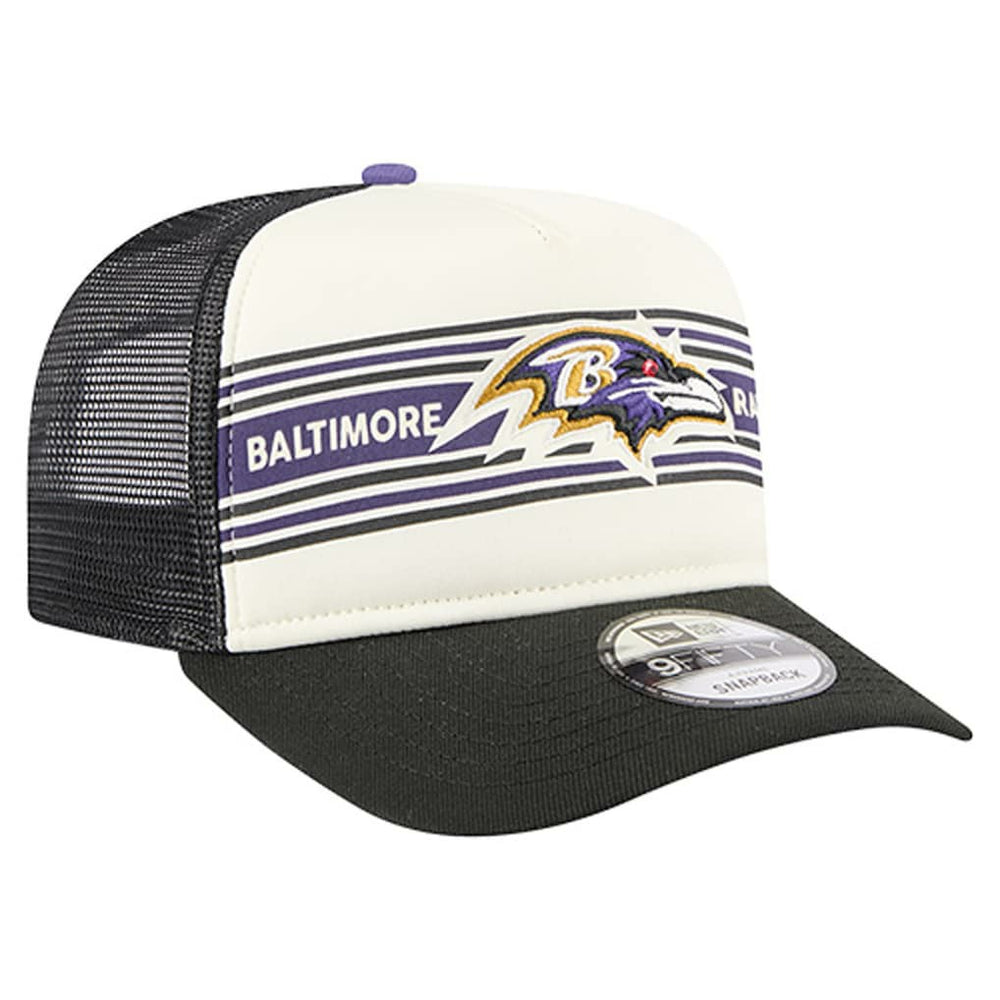 Baltimore Ravens New Era Banner A-Frame 9FIFTY Trucker Snapback Hat - Cream/Black sale