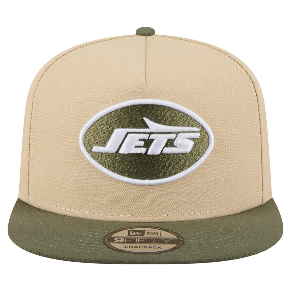 New York Jets New Era Color Pack A-Frame 9FIFTY Snapback Hat - Khaki/Olive on sale