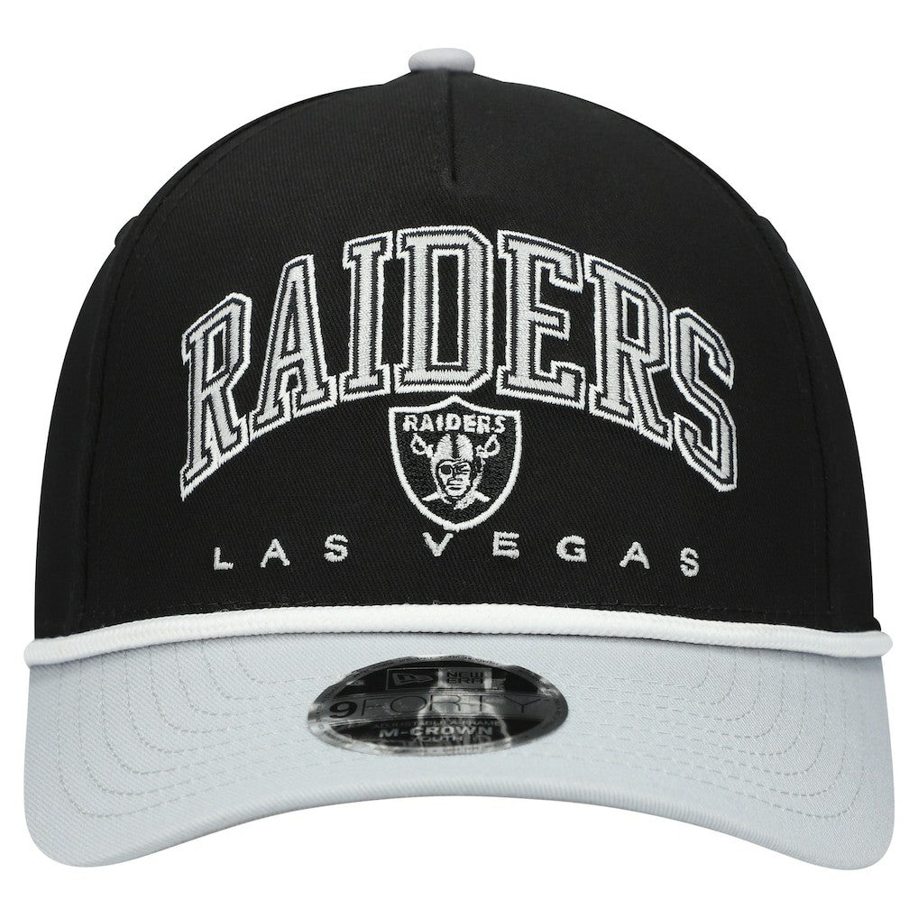 Las Vegas Raiders New Era Youth Arch COOLERA 9FORTY A-Frame Adjustable Hat - Black/Silver on sale