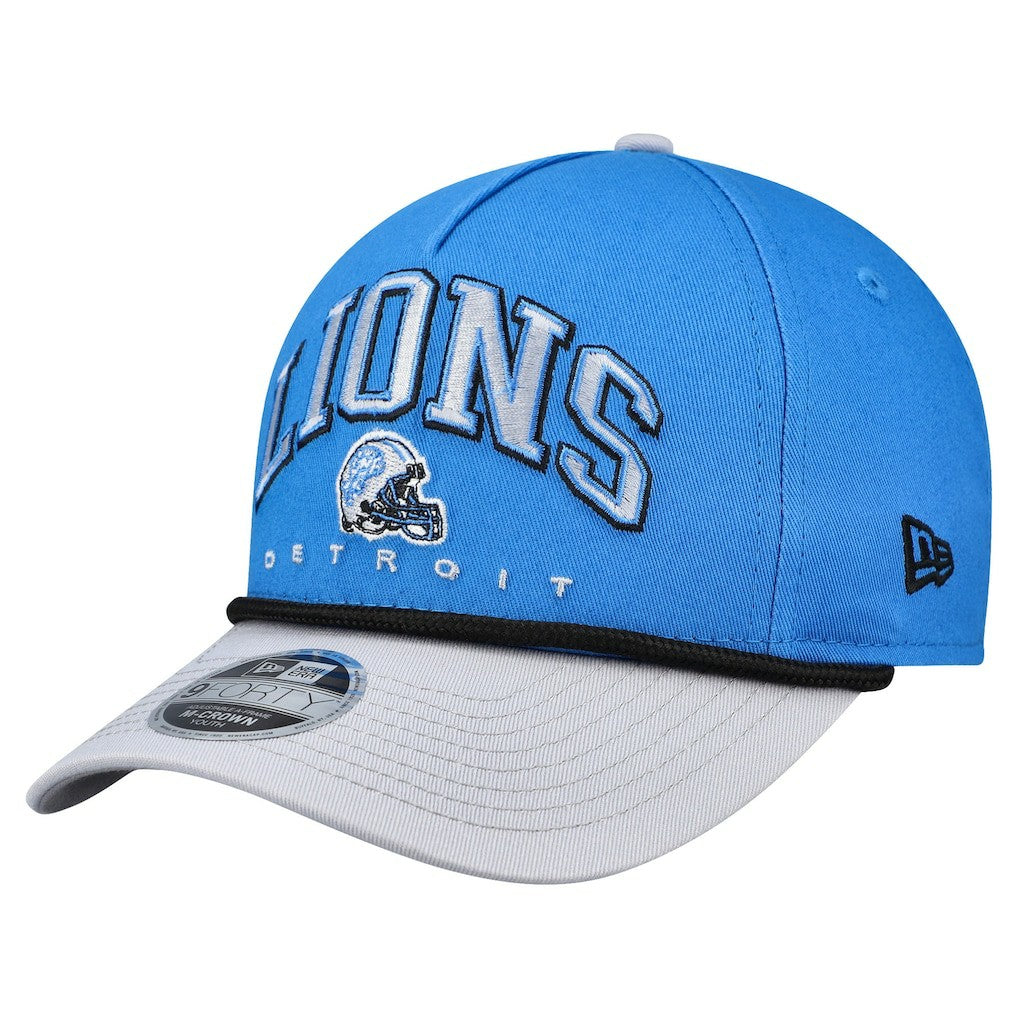 Detroit Lions New Era Youth Arch COOLERA 9FORTY A-Frame Adjustable Hat - Blue/Gray discount