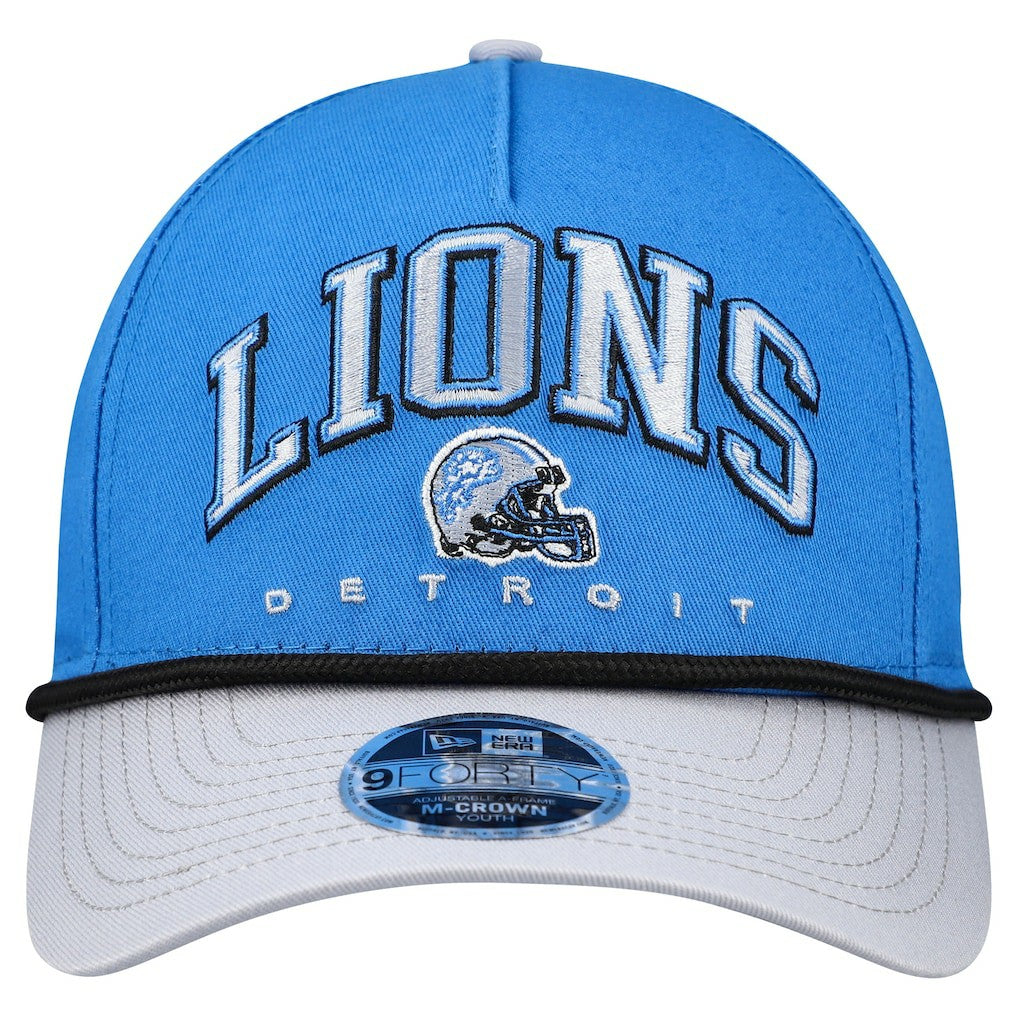 Detroit Lions New Era Youth Arch COOLERA 9FORTY A-Frame Adjustable Hat - Blue/Gray discount