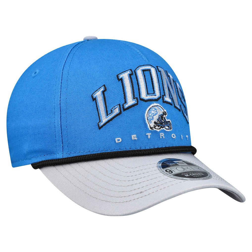 Detroit Lions New Era Youth Arch COOLERA 9FORTY A-Frame Adjustable Hat - Blue/Gray discount
