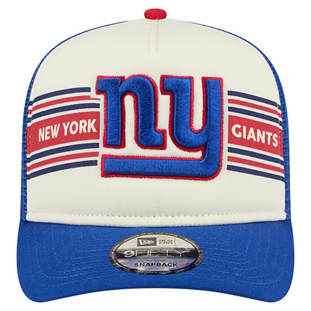 New York Giants New Era Youth Banner 9FIFTY A-Frame Adjustable Trucker Hat - Cream/Royal online