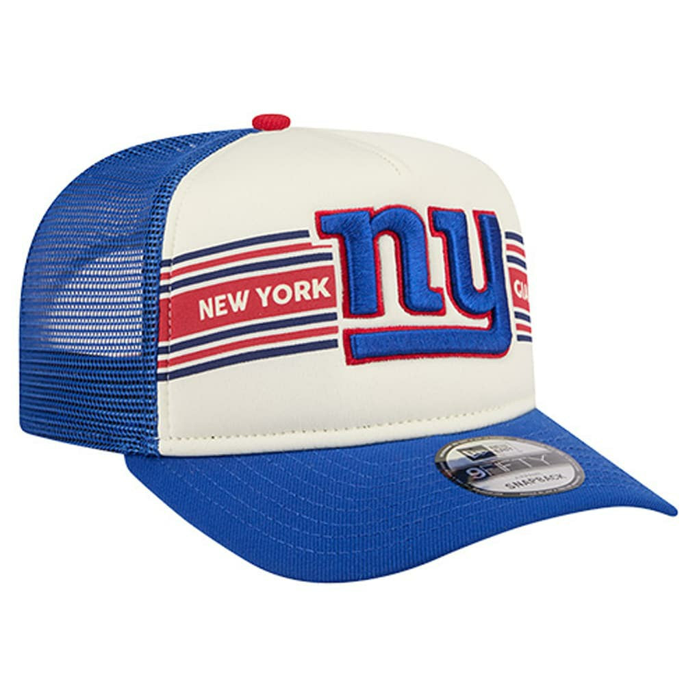 New York Giants New Era Youth Banner 9FIFTY A-Frame Adjustable Trucker Hat - Cream/Royal online
