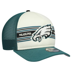 Philadelphia Eagles New Era Youth Banner 9FIFTY A-Frame Adjustable Trucker Hat - Cream/Midnight Green discount