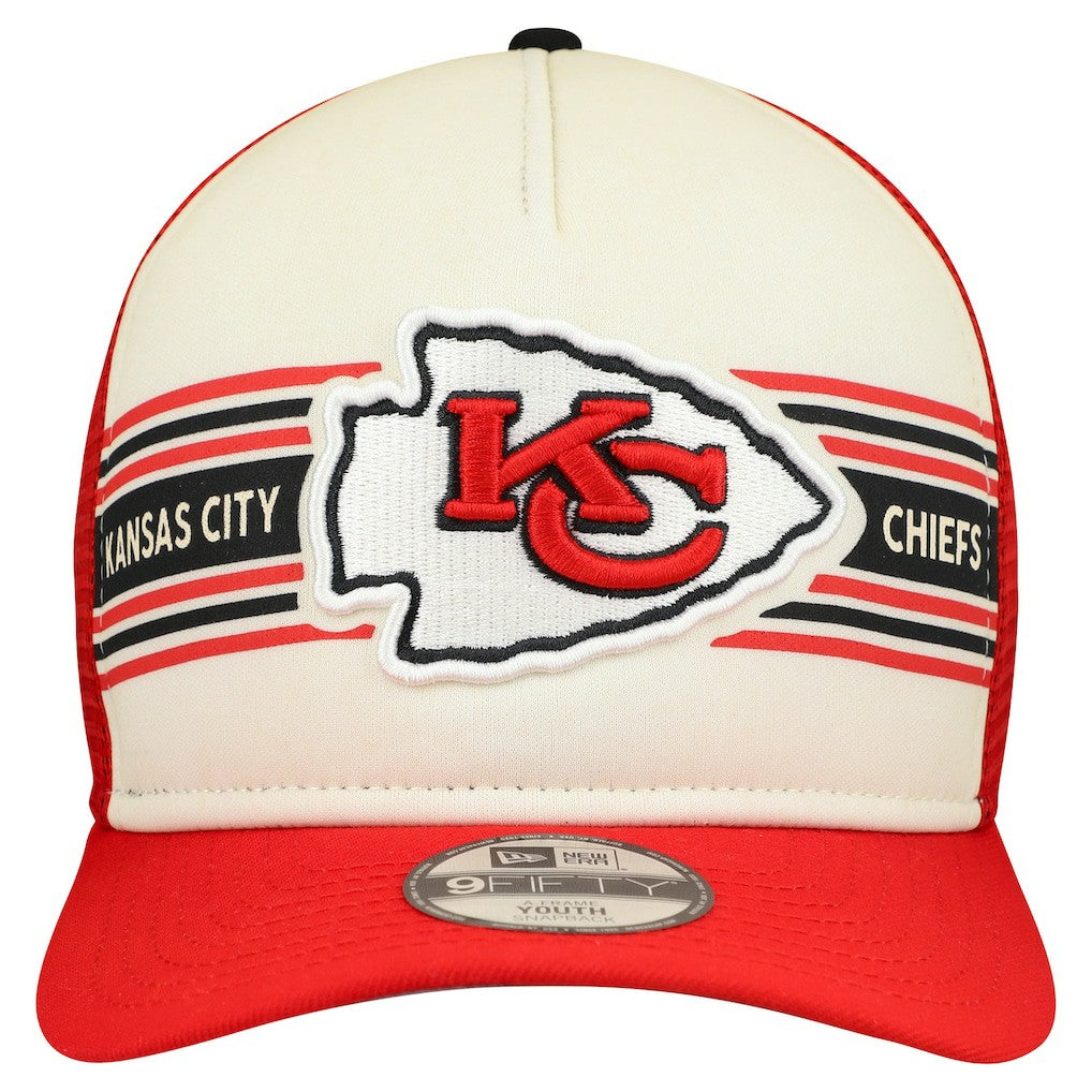 Kansas City Chiefs New Era Youth Banner 9FIFTY A-Frame Adjustable Trucker Hat - Cream/Red sale