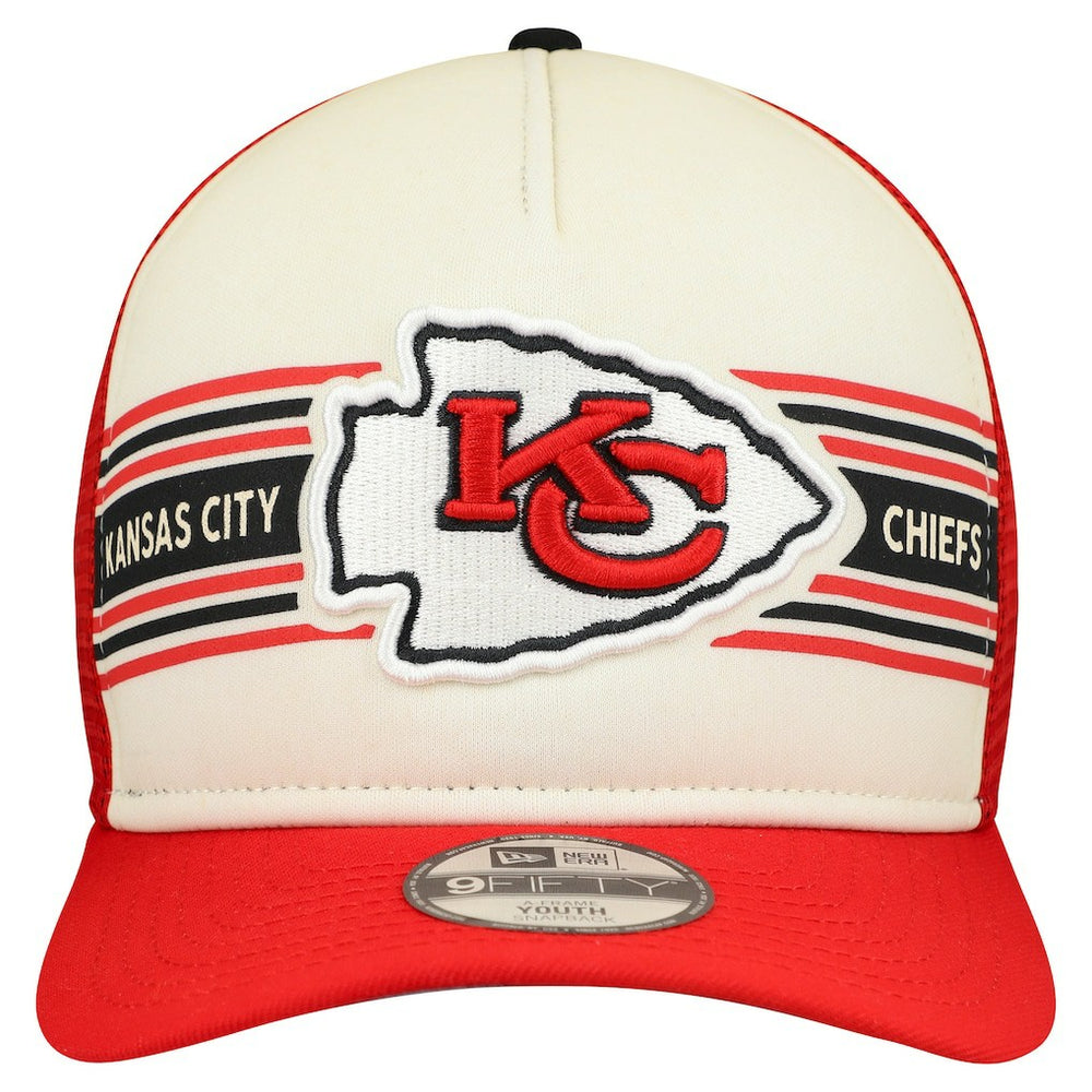 Kansas City Chiefs New Era Youth Banner 9FIFTY A-Frame Adjustable Trucker Hat - Cream/Red sale