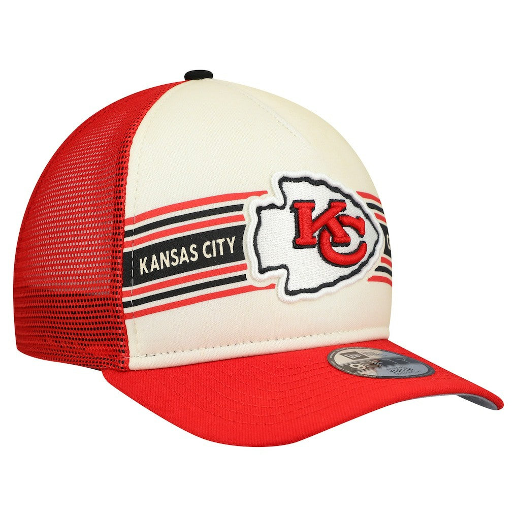 Kansas City Chiefs New Era Youth Banner 9FIFTY A-Frame Adjustable Trucker Hat - Cream/Red sale