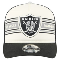Las Vegas Raiders New Era Youth Banner 9FIFTY A-Frame Adjustable Trucker Hat - Cream/Black on sale