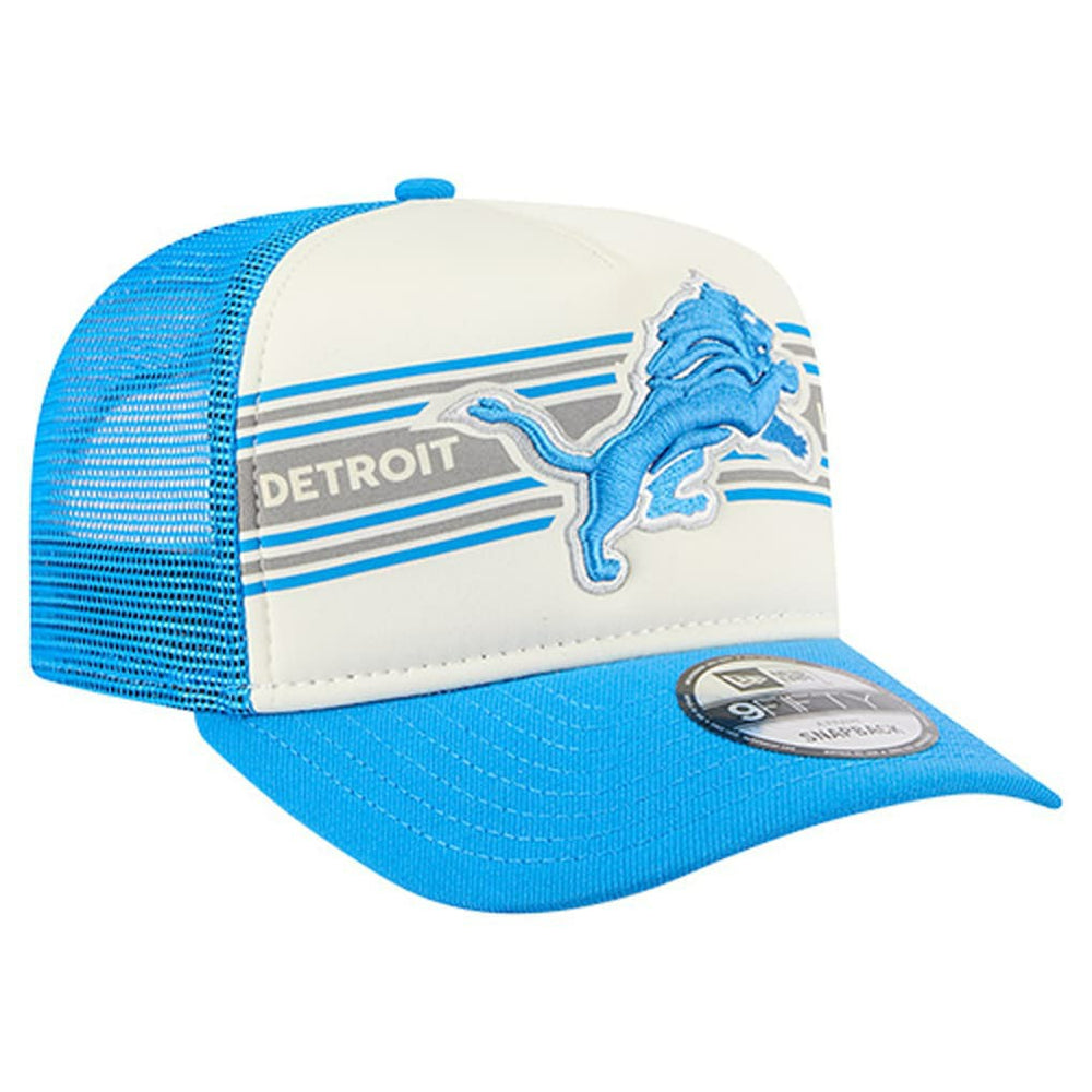 Detroit Lions New Era Youth Banner 9FIFTY A-Frame Adjustable Trucker Hat - Cream/Blue discount